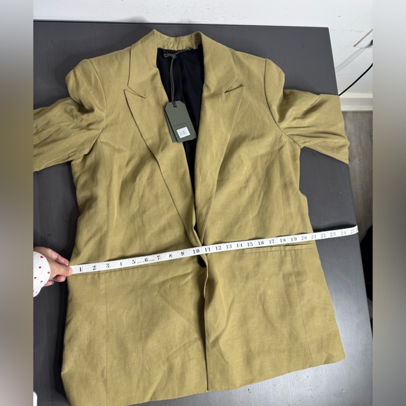 All Saints Yolanda Lyn Linen Blend Blazer Light Khaki Brown - Picture 10 of 14